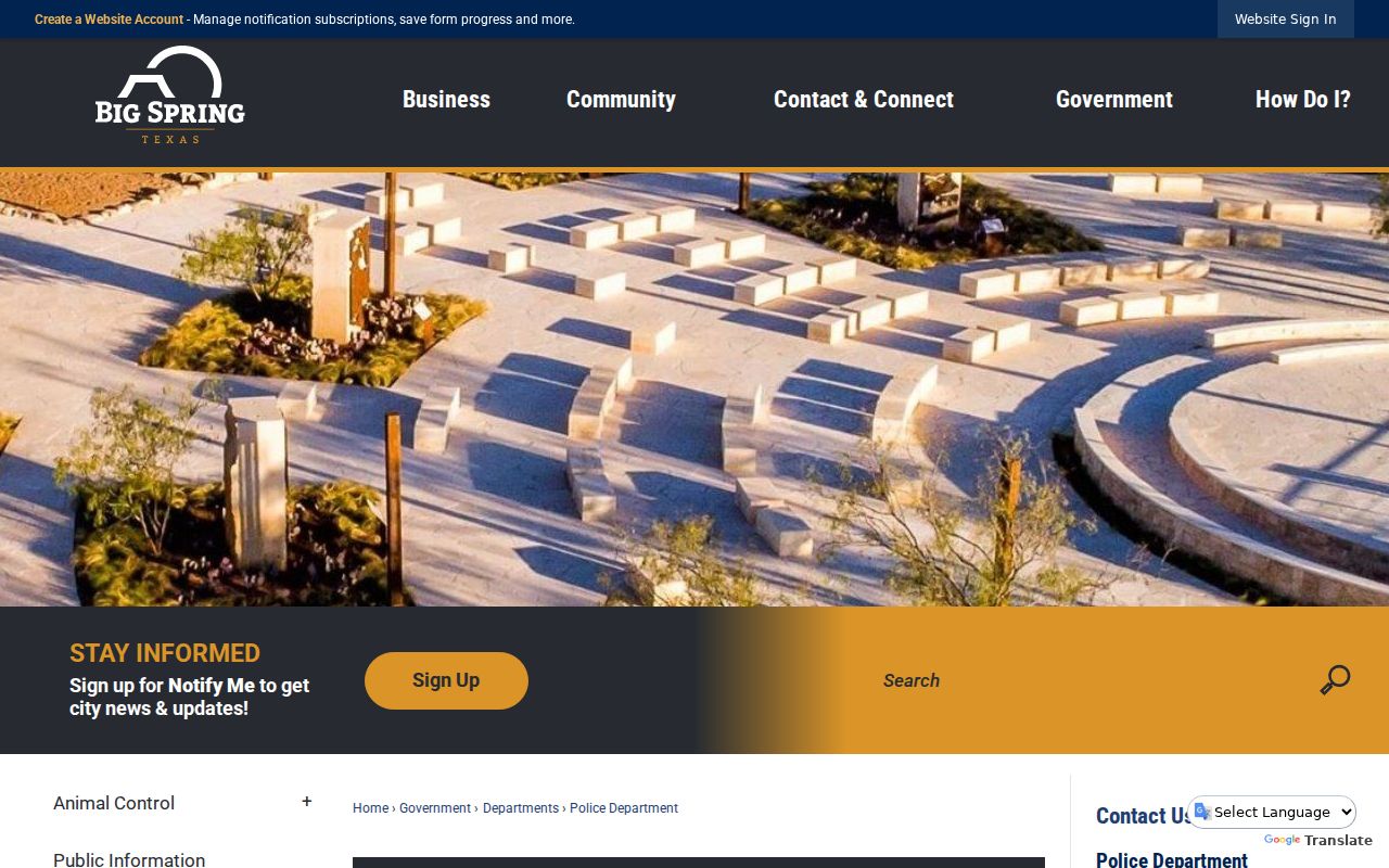 Big Spring warrant records: Big Spring Police Department official public contact page