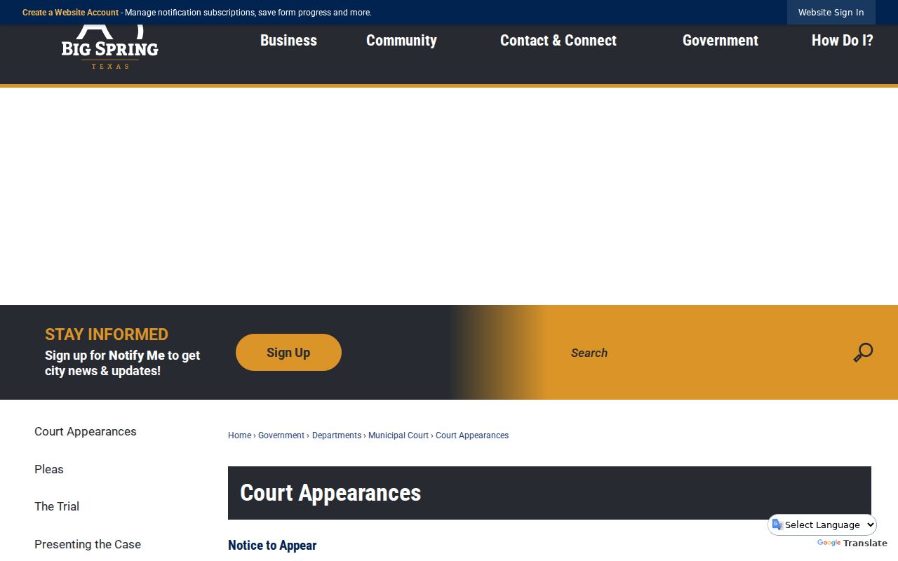 Howard County bench warrant process: Big Spring Municipal Court appearance instructions
