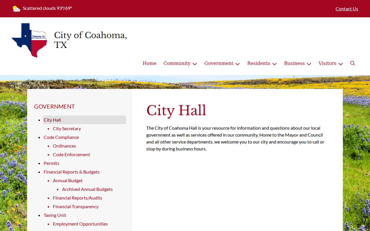 Coahoma warrant records route: Coahoma City Hall public service location