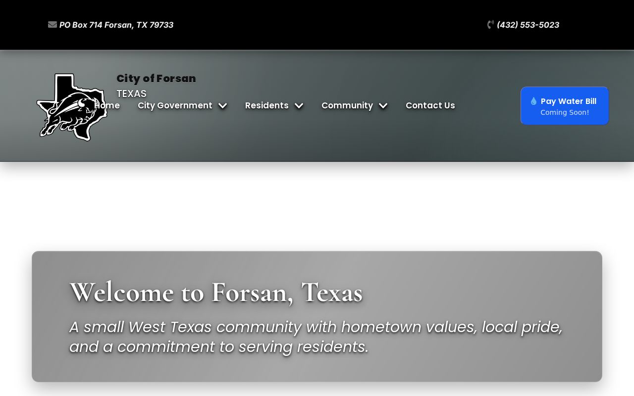 Forsan warrant records routing: official Forsan City Hall website and local contact page